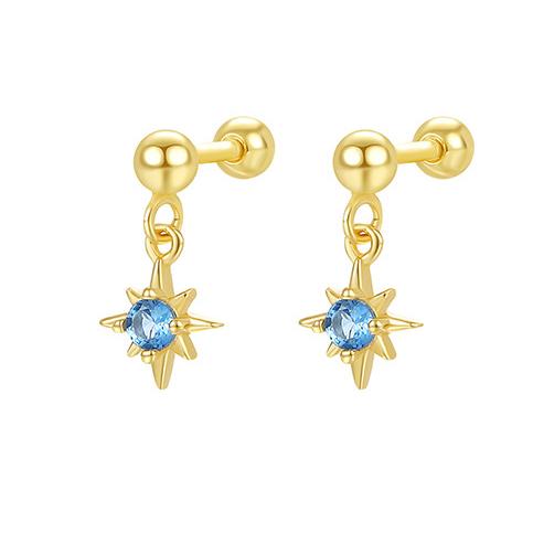 Solitaire Star ZC Gold Vermeil Drop Earrings