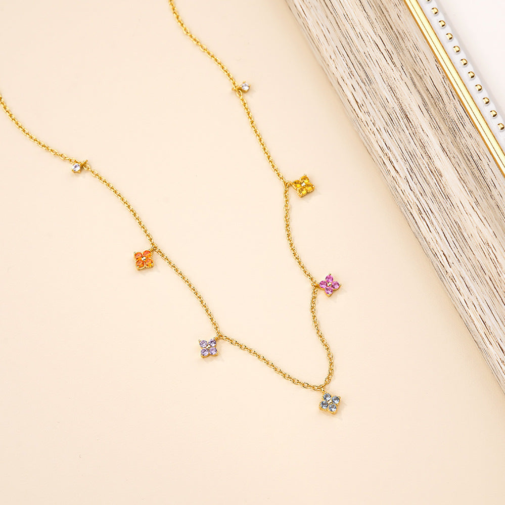 Four-Leaf Clover ZC Gold Vermeil Necklace/Bracelet Set