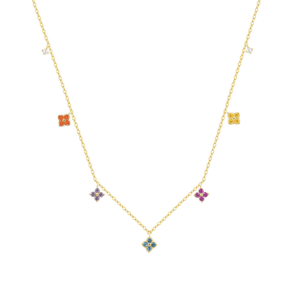 Four-Leaf Clover ZC Gold Vermeil Necklace/Bracelet Set
