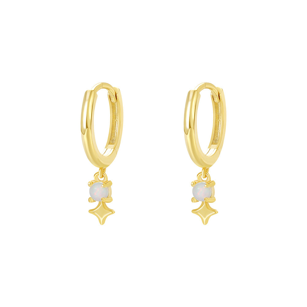 White Opal Gold Vermeil Dangle Earrings
