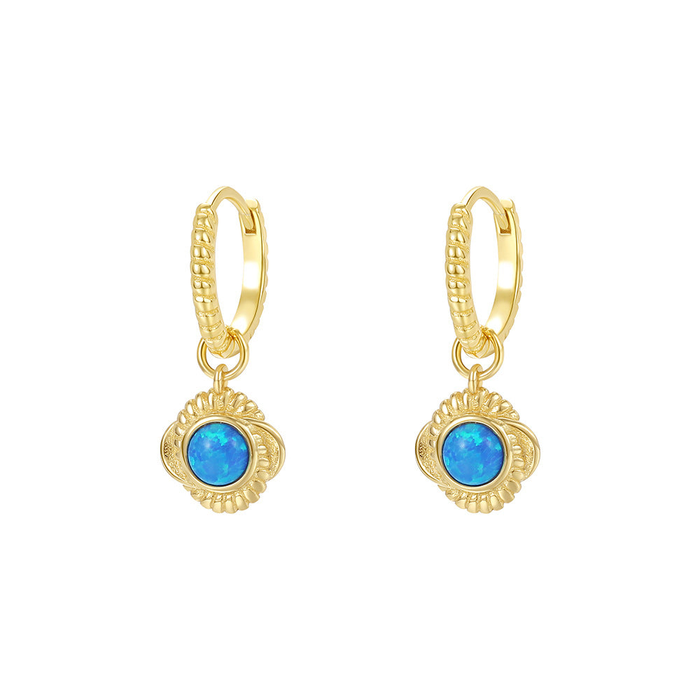Blue Opal Gold Vermeil Dangle Earrings