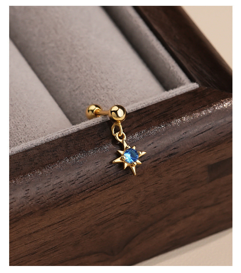 Star Blue Opal Gold Vermeil Dangle Earrings