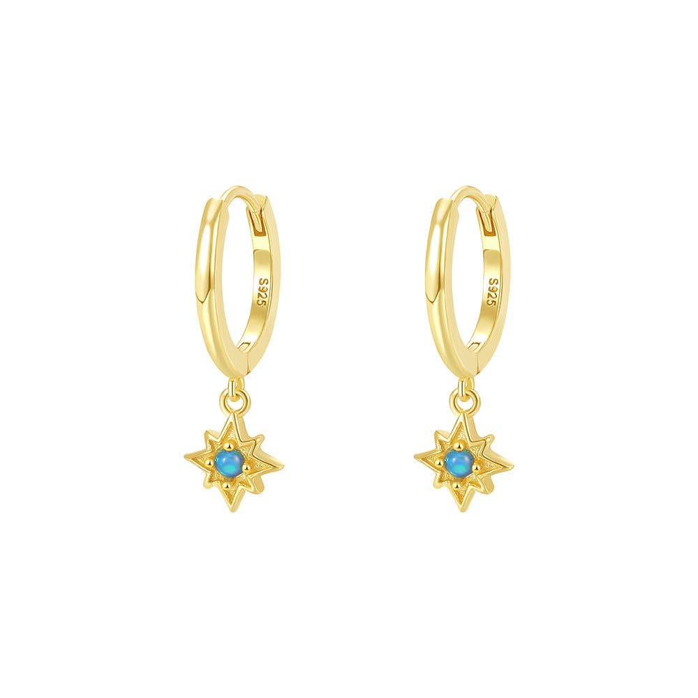 Star Blue Opal Gold Vermeil Dangle Earrings