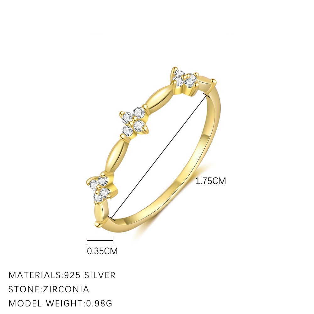 Triple Flowers ZC Gold Vermeil Ring