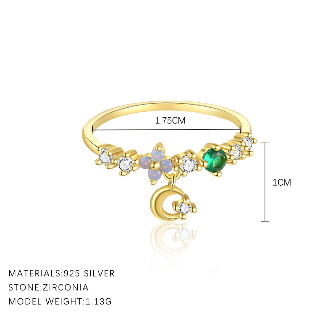 Moon Pendant ZC Gold Vermeil Ring