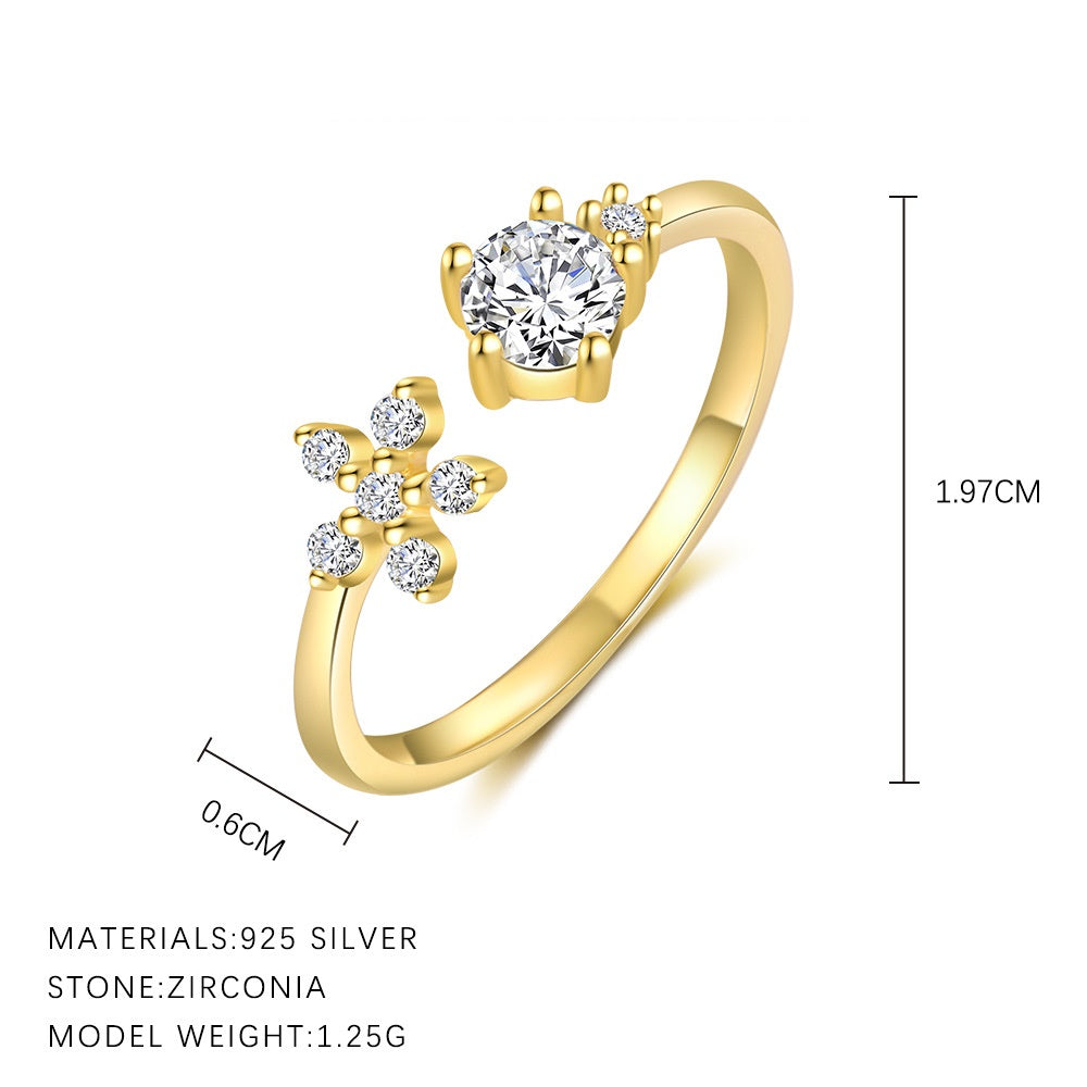 White Flower ZC Gold Vermeil Ring