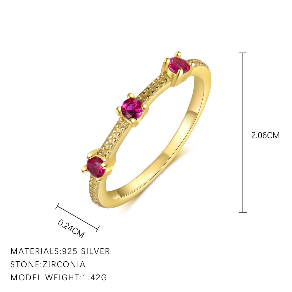 Red Triple ZC Gold Vermeil Ring