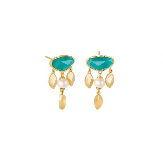 Amazonite Pearl Gold Vermeil Drop Earring