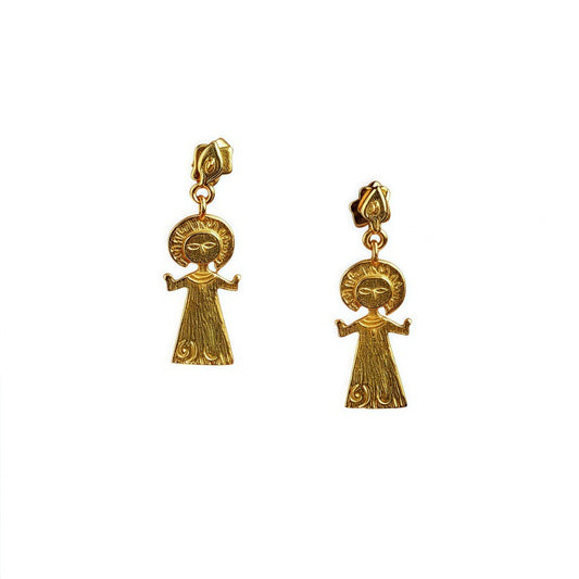 Retro Doll Gold Vermeil Drop Earring