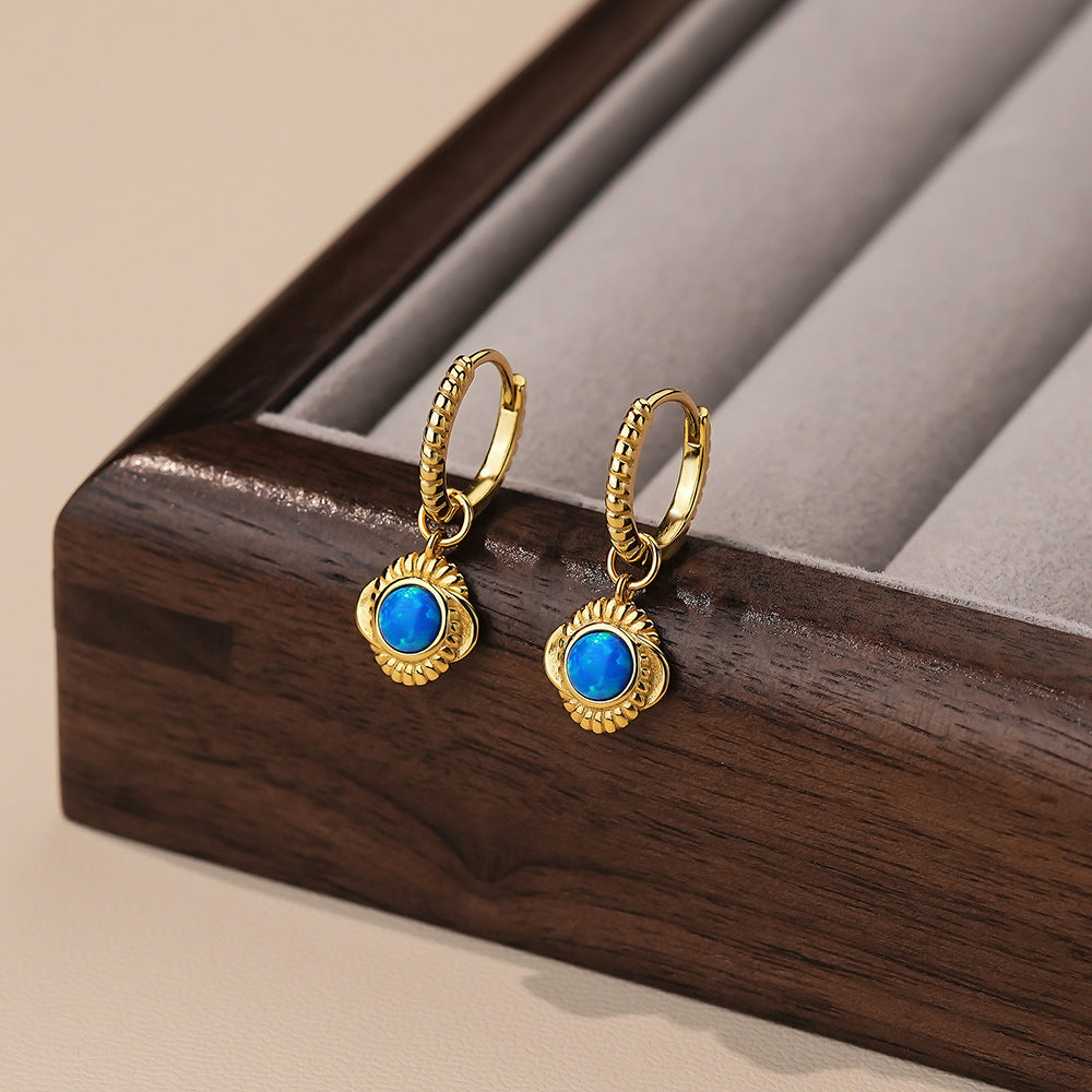 Blue Opal Gold Vermeil Dangle Earrings