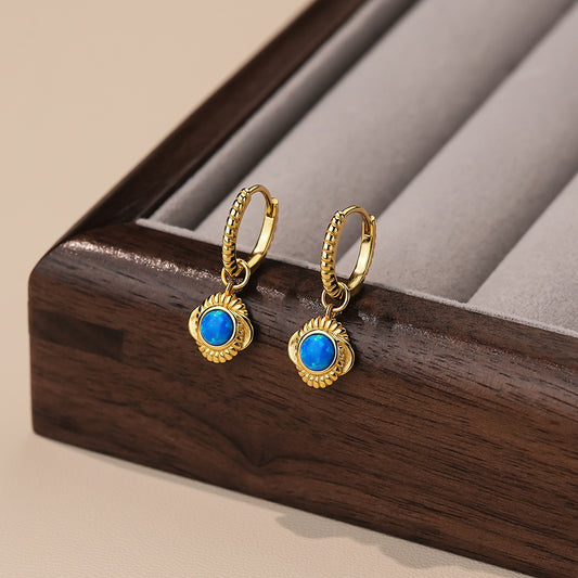 Blue Opal Gold Vermeil Dangle Earrings