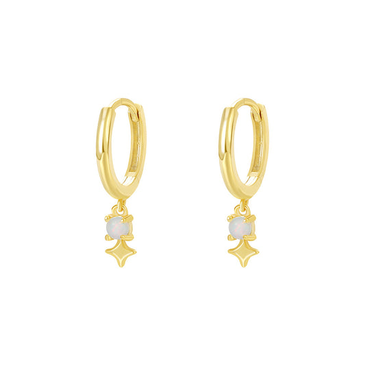 White Opal Gold Vermeil Dangle Earrings
