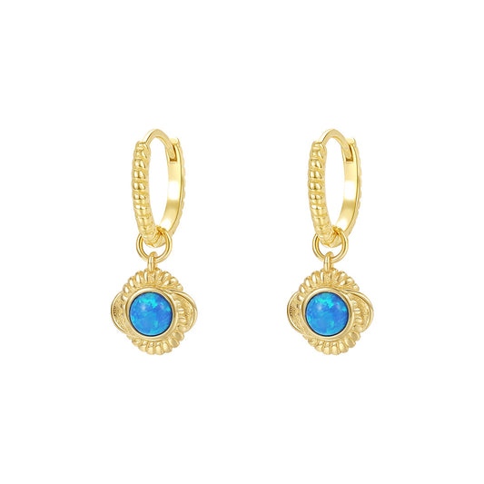Blue Opal Gold Vermeil Dangle Earrings