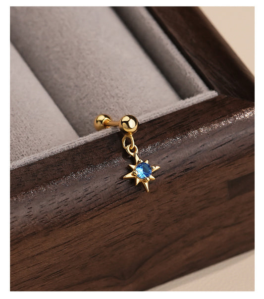 Star Blue Opal Gold Vermeil Dangle Earrings