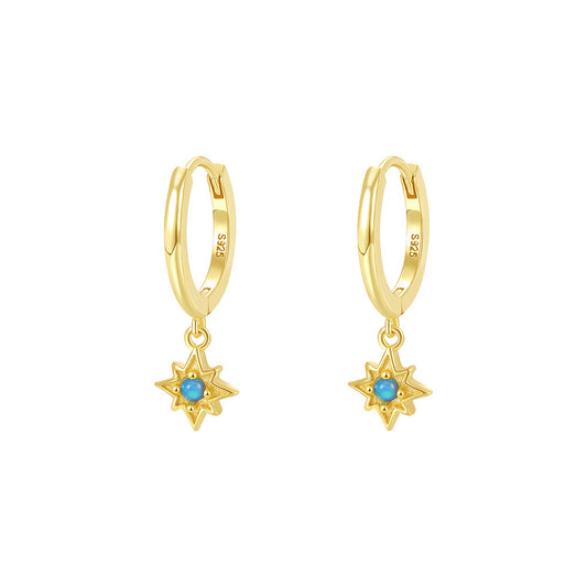 Star Blue Opal Gold Vermeil Dangle Earrings