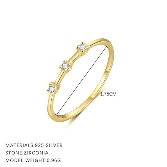 Triple Sparkle Gold Vermeil Ring
