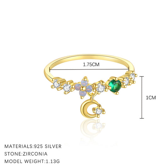 Moon Pendant ZC Gold Vermeil Ring