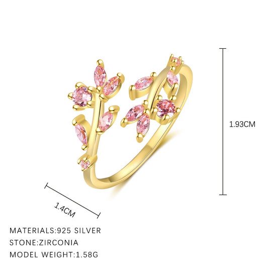 Pink Flower ZC Gold Vermeil Ring